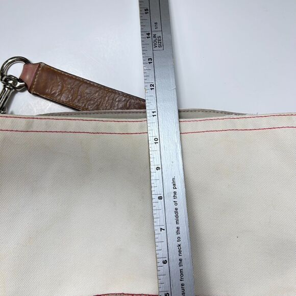 Coach #7459 Rare Ltd Ed Ivory Canvas Sage Leather Striped Strap Large Hobo Bag - Picture 14 of 15
